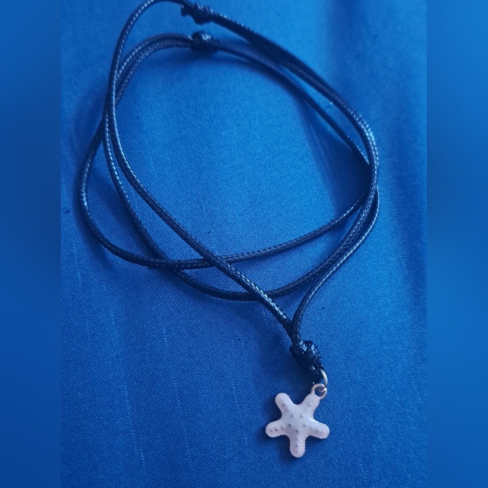 Starfish Pendant Necklace with Black Cord
